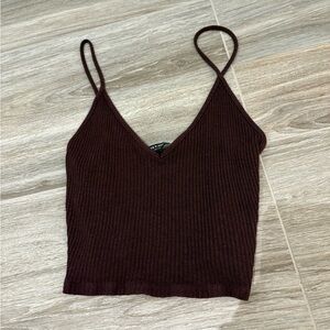 Brandy Melville Dark Brown Ribbed Crop Top